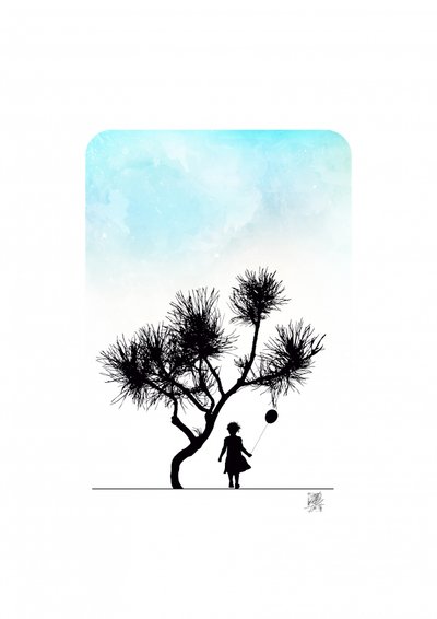 Kleines Mädchen unter Baum von Osvaldo Russo
