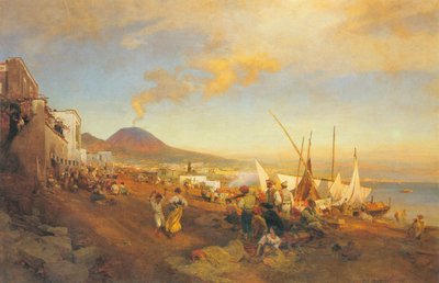 Am Strand von Neapel von Oswald Achenbach