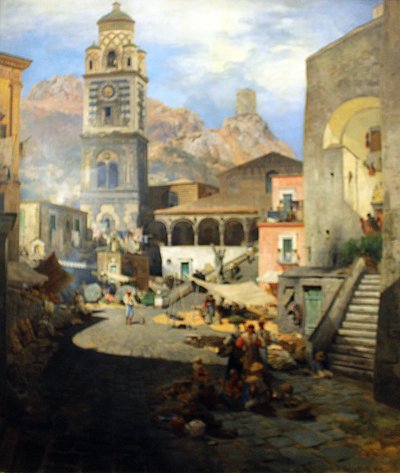 Marktplatz von Amalfi von Oswald Achenbach