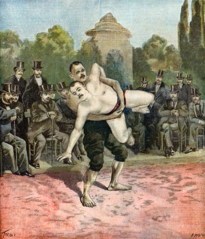 Demonstration von Ringern Pierri und Usouf Ismaillolo, 1895 von Oswaldo Tofani