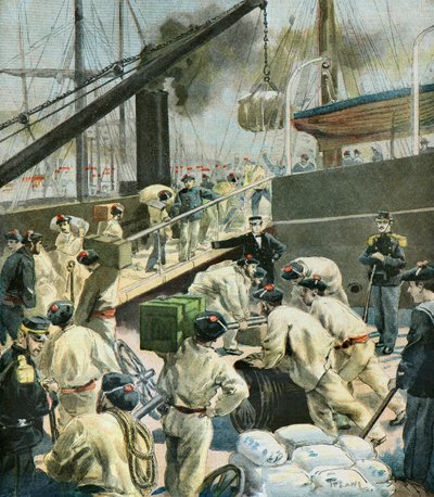 Französische Truppen gehen an Bord von Oswaldo Tofani
