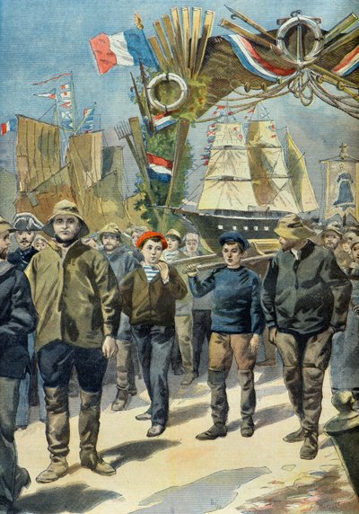 Das große Pardon der Isländer in Paimpol 1898 (Gravur) von Oswaldo Tofani