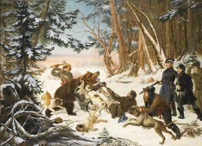 Der Zarewitsch Alexander Nikolajewitsch auf Bärenjagd am Stadtrand von Moskau von Otto Grashof