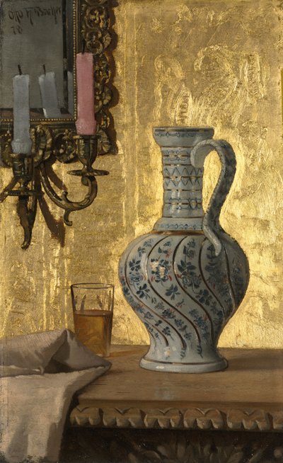 Krug und Glas auf einem Tisch von Otto H. Bacher