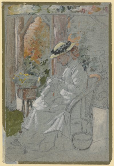 Luise Scholderer auf der Veranda von Otto Scholderer