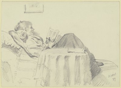 Luise Scholderer beim Lesen von Otto Scholderer