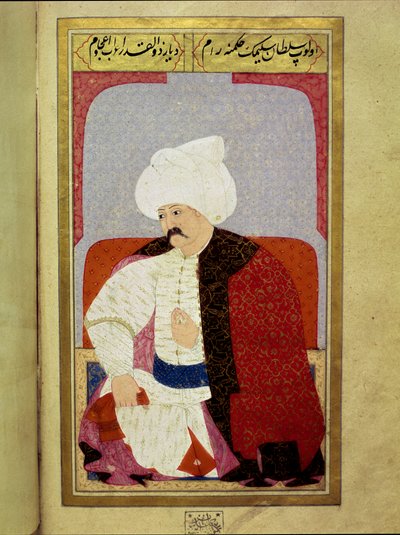 Osmanisches Reich: Porträt des neunten osmanischen Sultans Selim I, genannt der Schreckliche oder der Grausame (1470-1520) von Ottoman School