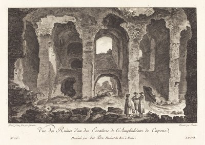 Ansicht der Ruinen einer Treppe des Amphitheaters von Capua von P.F. Germain after Louis Jean Desprez