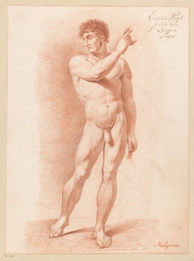 Stehender männlicher Akt, von vorne gesehen (1. Preis 1815) von P. Luypen