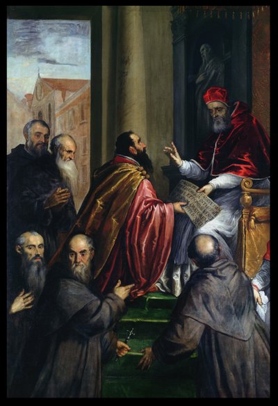 Papst Paul IV. übergibt ein Gesetz von Palma Il Giovane