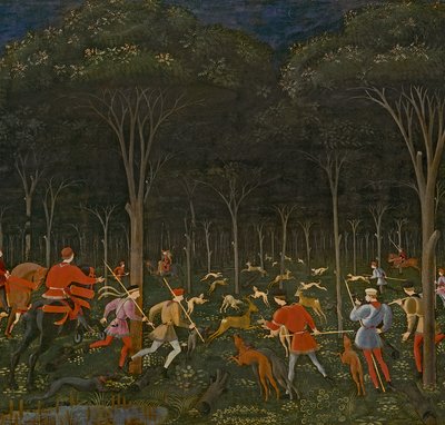 Die Jagd im Wald, um 1465-70 Öl auf Holz (Detail) von Paolo Uccello