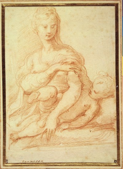 Die Jungfrau spielt mit dem Kind auf ihrem Schoß von Parmigianino