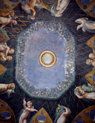 Putti und Himmelsblick, Detail von Parmigianino