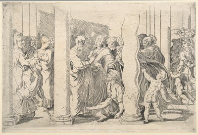 Die Heiligen Petrus und Johannes heilen den Lahmen am Goldenen Tor von Parmigianino