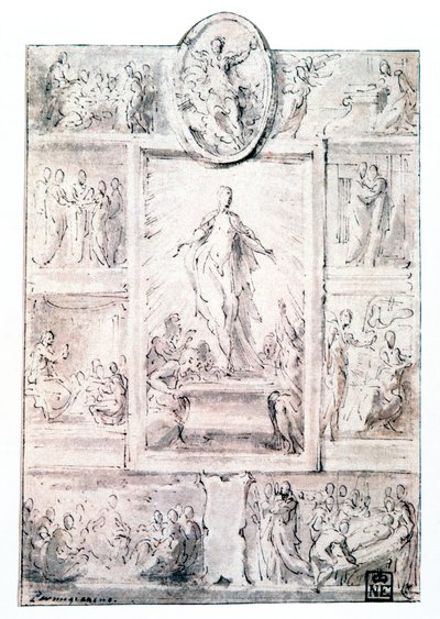 Kompositionsskizze, um 1513-1540 von Parmigianino