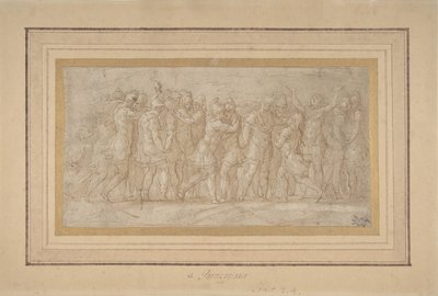 Römische oder griechische Krieger feiern nach einem Sieg, 1503-1540 von Parmigianino