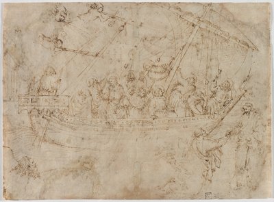 Navicella recto Zwei Zeichnungen von Schiffen verso, um 1410er Jahre von Parri Spinelli