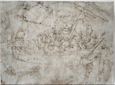 Zwei Zeichnungen von Schiffen verso, 1410er Jahre von Parri Spinelli