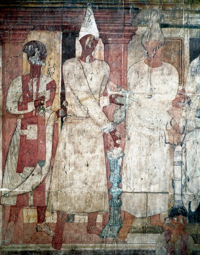 Parthisches Reich: „Opfer des Conon“ Fresko des Tempels der palmyrenischen Götter oder Tempel des Bel von Parthian School