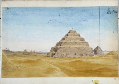 Blick auf die Pyramiden von Sakarra. Ägypten Januar 1819 von Pascal Xavier (after) Coste