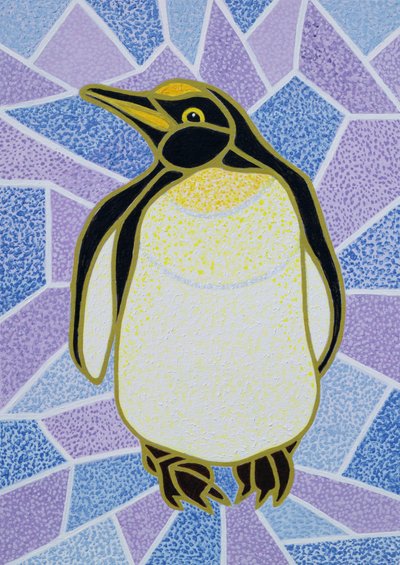 Pinguin auf Buntglas von Pat Scott
