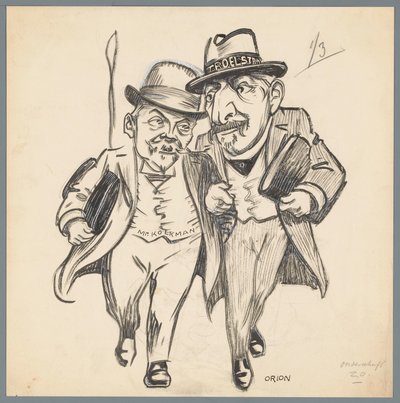Troelstra und Kolkman Romantische Liebe bei der Verfassungsänderung von Patricq Kroon (signed by artist)