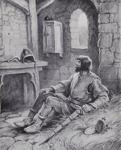 Robert the Bruce mit der Spinne, die ihn inspirierte, erneut zu versuchen, die Engländer zu besiegen (Lithografie) von Paul (after) Hardy