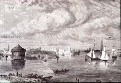 New Yorker Hafen in den 1860er Jahren (Stich) von Paul (after) Huet
