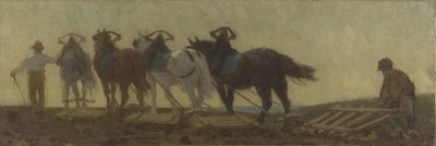Geschichte des Weizens: Pflügen, Säen, Eggen: Skizze für den Zeichensaal der Schule in der Rue Dombasle von Paul Albert Baudouin