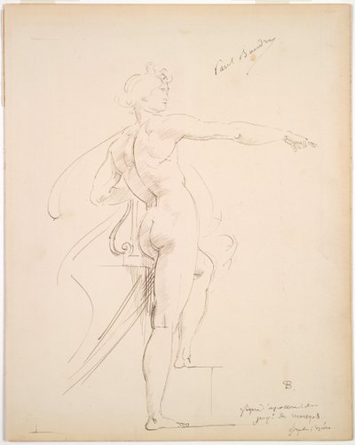 Studie von Apollo für Marsyas (recto); Gesicht im Profil (verso) von Paul Baudry