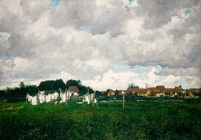 Mecklenburg, Landschaft mit der kleinen Stadt Schwann an der Warnow von Paul Baum