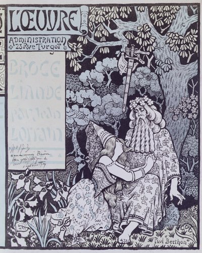 Der Zauberer Merlin und die Fee Vivien im Wald von Broceliande, aus 