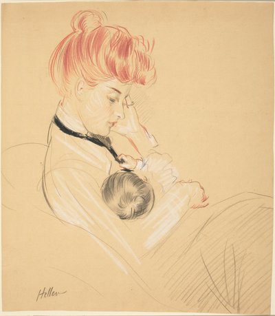 Madame Helleu wiegt Paulette in ihren Armen von Paul Cesar Helleu