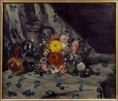 Blumenstrauß mit gelber Dahlie von Paul Cézanne