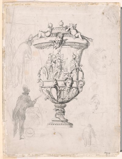 Figurenstudien um eine Gravur einer Zier-Vase von Paul Cézanne