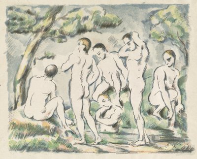 Die Badenden (kleine Tafel) von Paul Cézanne