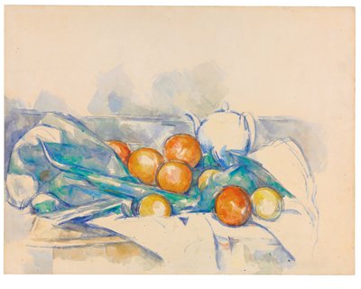 Teekanne und Orangen (La Nappe), ca. 1895-1900 von Paul Cezanne