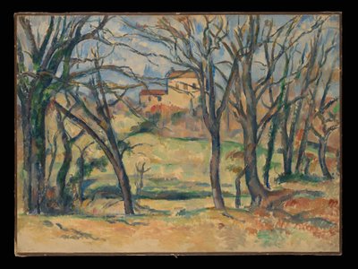 Bäume und Häuser beim Jas de Bouffan von Paul Cézanne