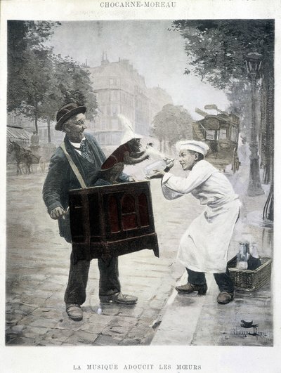 Musik mildert die Sitten, Gemälde von Chocarne-Moreau, ca. 1900 von Paul Charles Chocarne Moreau
