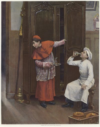 Zwei junge Jungen in Kostümen, Farblithografie von Paul Charles Chocarne Moreau