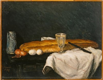 Stillleben: Brot und Eier von Paul Cézanne