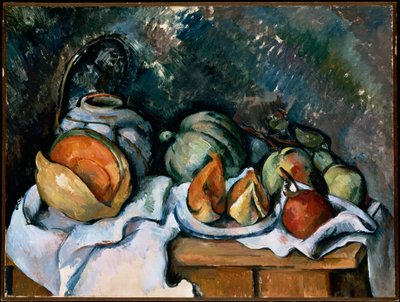 Stillleben mit Früchten und einem Ingwertopf, um 1895 von Paul Cézanne