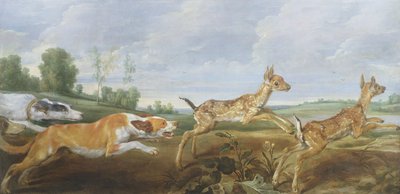 Eine Jagdszene: Hunde jagen zwei Faune von Paul De Vos