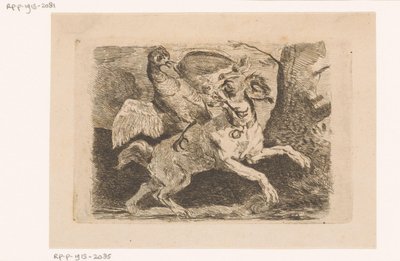 Hund beißt in das Bein eines Fasans von Paul Emile Nicolié