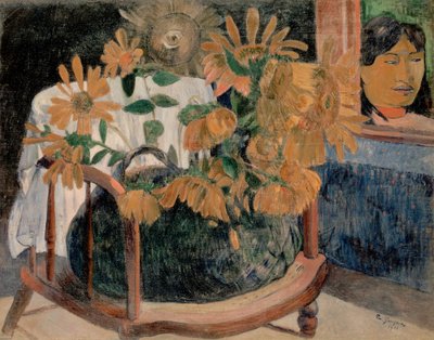 Stillleben mit Sonnenblumen auf einem Sessel von Paul Gauguin