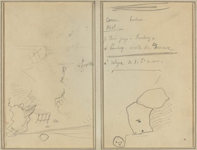 Kopf eines Affen; Inventar von Flaschen und Getränken [Rückseite] von Paul Gauguin