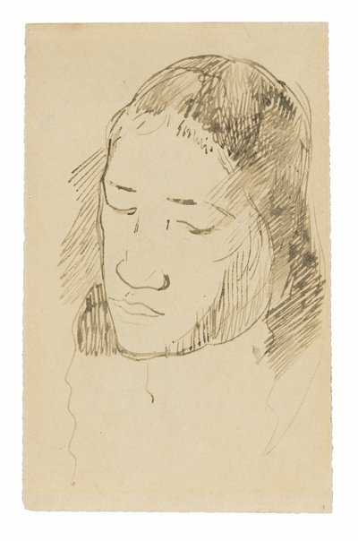 Kopf einer tahitianischen Frau (recto), Skizzen anatomischer Details (verso) von Paul Gauguin