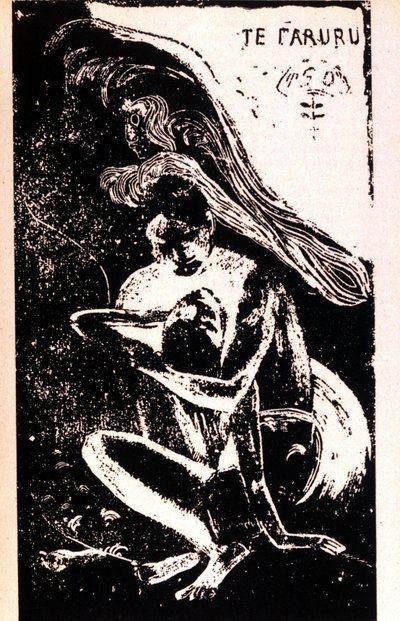 Paul Gauguin "Te Faruru" (sie lieben sich). Holzschnitt aus der tahitianischen Periode von Paul Gauguin (1848 - 1903). 1891 - 1897 von Paul Gauguin