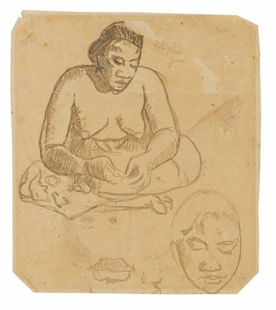 Sitzende tahitianische Frau (recto); Stehende tahitianische Frau (verso) von Paul Gauguin