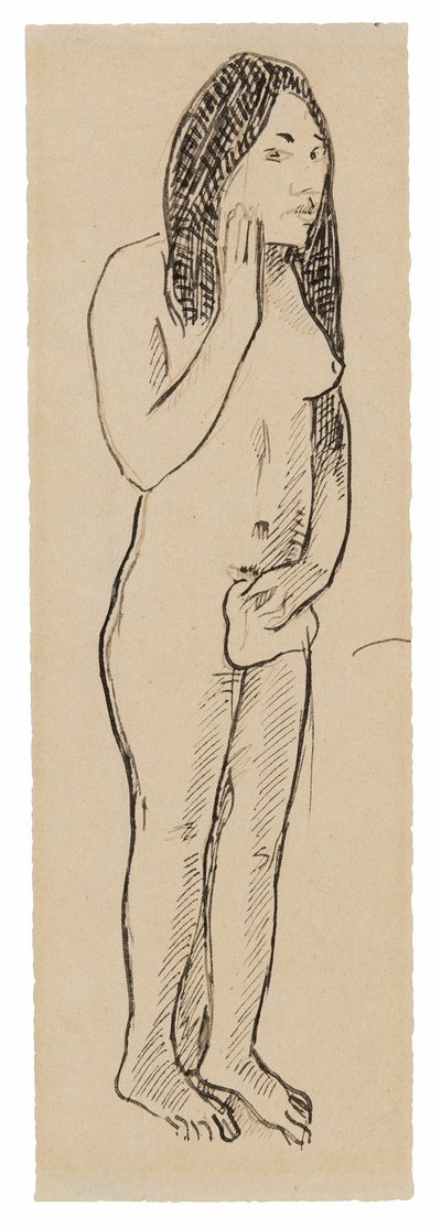 Tahitianische Eva (bezogen auf das Gemälde Parau ne te varua ino) (recto); Fragment einer Inschrift (bezogen auf Cahier pour Aline) (verso) von Paul Gauguin